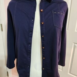 Women's Navy Button-Up Jacket